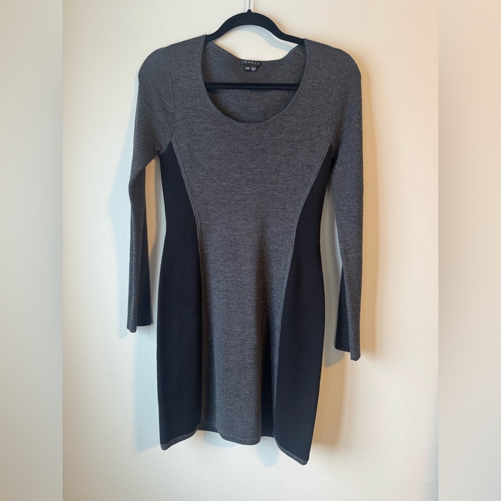 Theory Charcoal Black Color Block Dress
